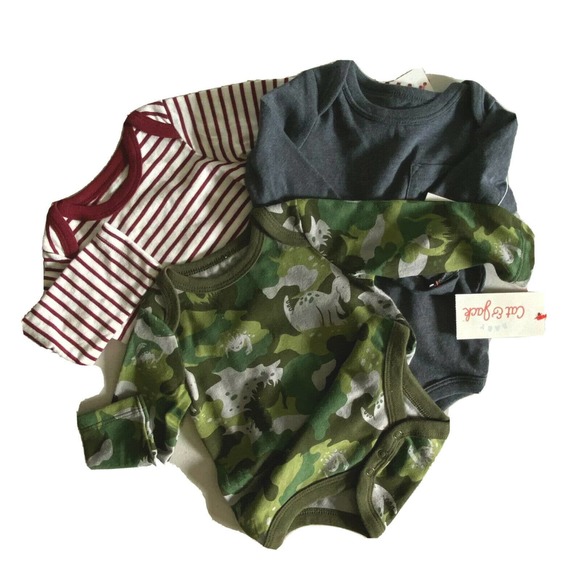 LOT of 3 ROMPERS/ONE-PIECE BABY BOY 0-3 MONTHS CAT & JACK - BRAND NEW WITH TAGS - Picture 1 of 5